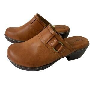 NEW B.O.C. Born Concept Brown Leather Slip On Mules Clogs Women's 9M
